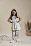 Tropical Print Kurta With Yoke And Salwar Set