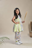 Tropical Print Kurta With Yoke And Salwar Set