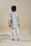 Tropical Print Short Shirt Kurta Pants Co-Ord Set