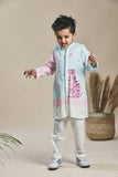 Blue And Pink Long Kurta And Pants Set