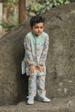 Tropical Print Kurta And Pants Bandi Set