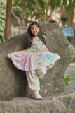 Tropical Print A-Line Kurta With Frills And Salwar Set