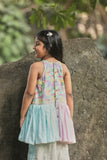 Tropical Print A-Line Kurta With Frills And Salwar Set