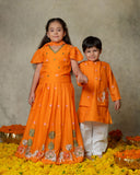 Orange Pichwai Lehenga Set