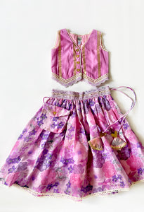 Lilac Waistcoat Skirt Set