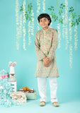 Block Print Cotton Kurta And Glaze Cotton Pyjama With Nehru Jacket