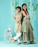 Block Print Cotton Kurta And Glaze Cotton Pyjama With Nehru Jacket