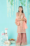 Cotton Block Print Mulmul Kurta And Sharara With Gota Detailing And Cotton Crinkle Dupatta