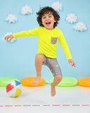 Yellow And Grey Polka Dot Swim Set