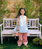 Blue Kurti with Printed Farshi Salwar