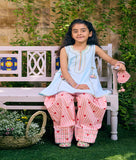 Blue Kurti with Printed Farshi Salwar
