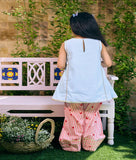 Blue Kurti with Printed Farshi Salwar