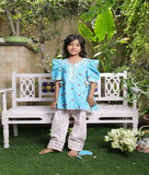 Blue Printed Kurti with Pink Farshi Salwar