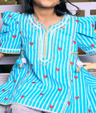 Blue Printed Kurti with Pink Farshi Salwar