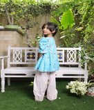 Blue Printed Kurti with Pink Farshi Salwar