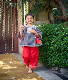 Printed Kurti with Red Farshi Salwar