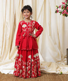 Red Gota Embroidered Kurti Lehenga Set