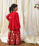 Red Gota Embroidered Kurti Lehenga Set