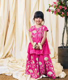 Pink Gota Embroidered Kurti Lehenga Set