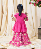 Pink Gota Embroidered Kurti Lehenga Set