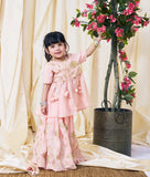 Peach Gota Embroidered Kurti Lehenga Set