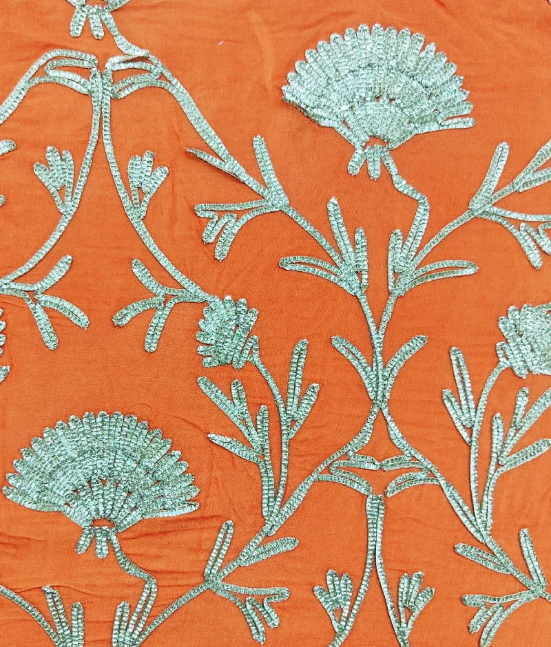 Orange Gota Embroidered Kurti Lehenga Set