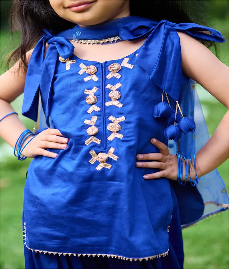 Blue Kurti with Farshi Salwar