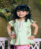 Green Kurti with Printed Farshi Salwar