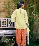 Yellow Kurti with Printed Farshi Salwar