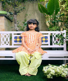 Orange Printed Kurti with Yellow Farshi Salwar