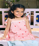 Peach Printed Kurti with Blue Farshi Salwar