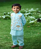 Blue Gota Embroidered Jacket Set
