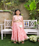 Peach Printed Lehenga Set