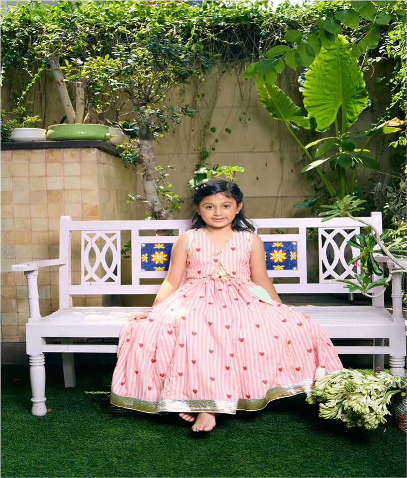 Peach Printed Lehenga Set
