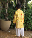 Yellow Printed Kurta with Salwar