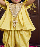 Yellow Bandhej Kurti with Dhoti