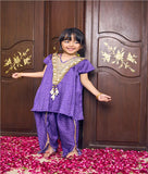Purple Bandhej Kurti with Dhoti