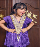 Purple Bandhej Kurti with Dhoti