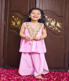 Baby Pink Bandhej Kurti with Sharara