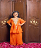 Orange Bandhej Kurti with Sharara