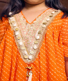 Orange Bandhej Kurti with Sharara