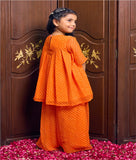 Orange Bandhej Kurti with Sharara