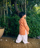 Orange Printed Kurta with Salwar