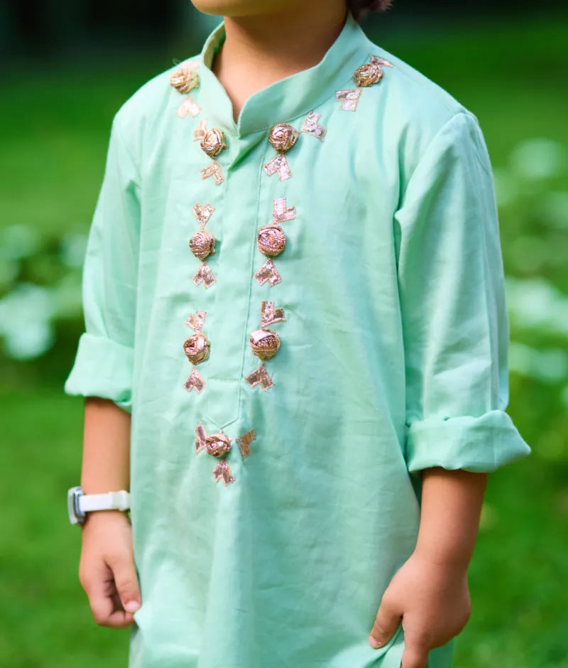 Green Gota Embroidered Kurta Set