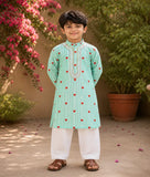 Green Printed Kurta with Salwar