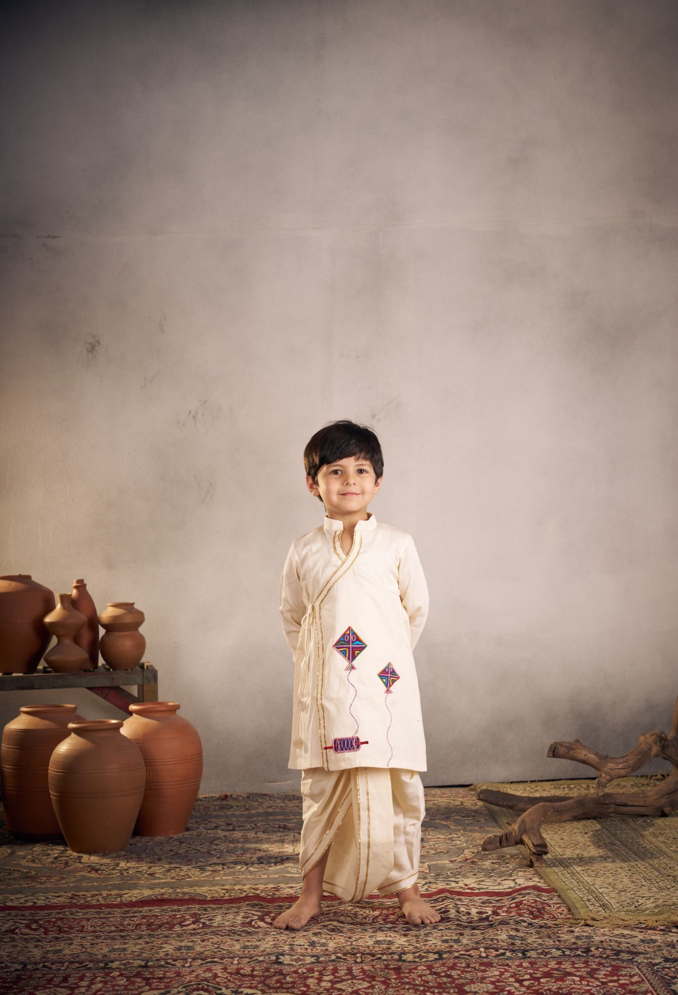 White Kite Dhoti Set