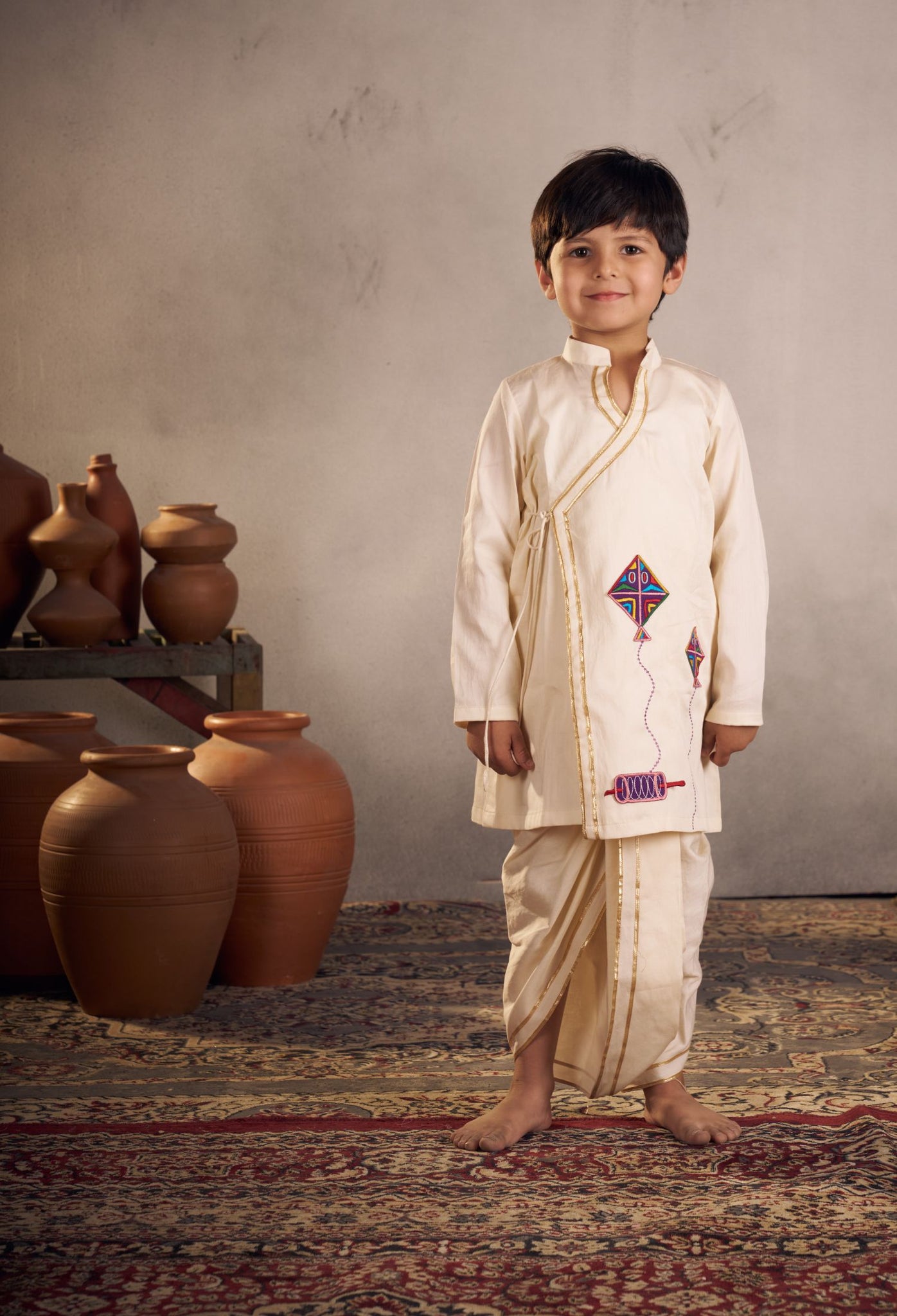 White Kite Dhoti Set