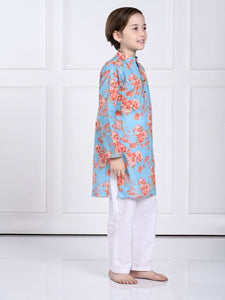 Jas Blue Floral Kurta Pajama Set