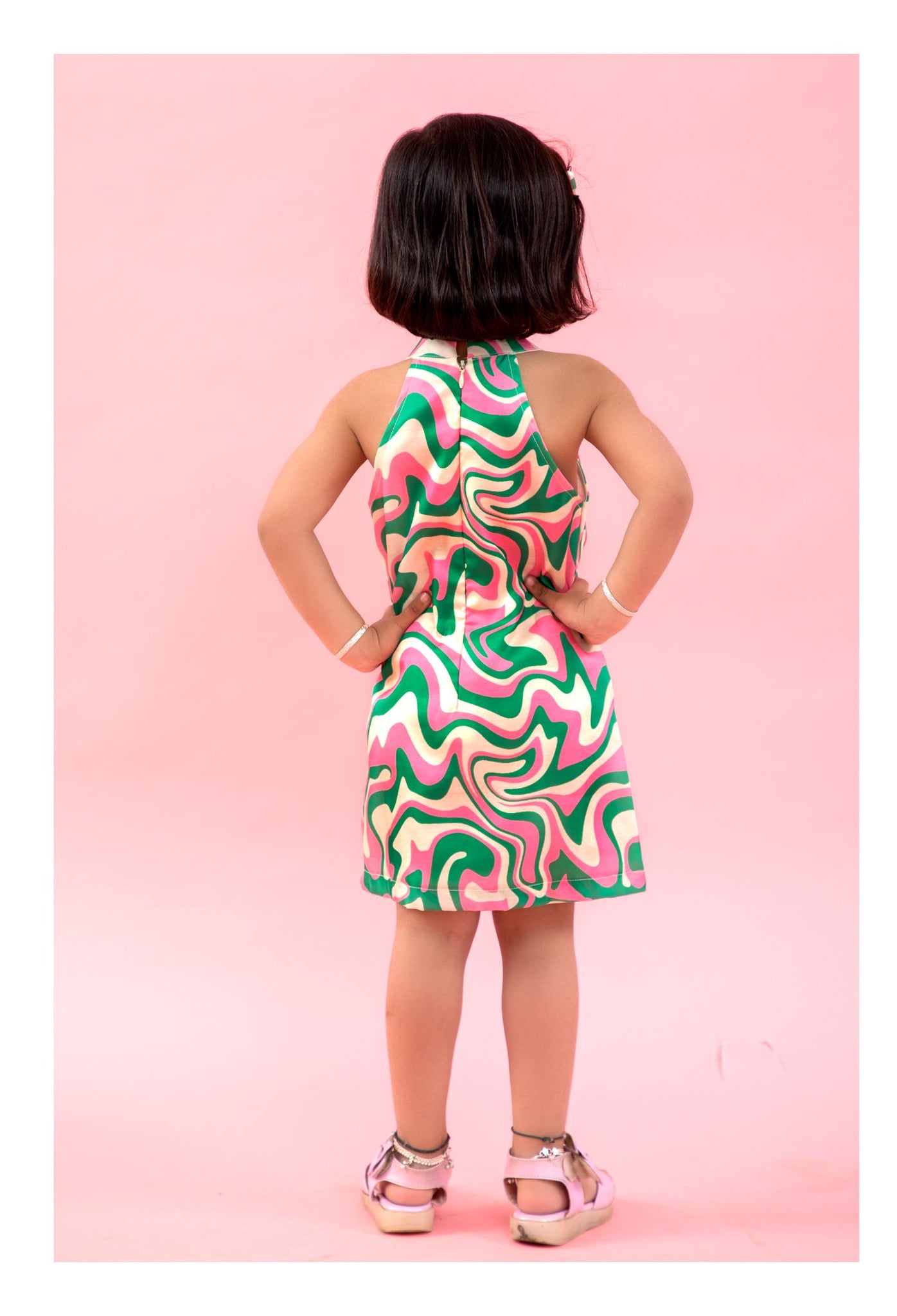 Haltered Neck wavy print dress