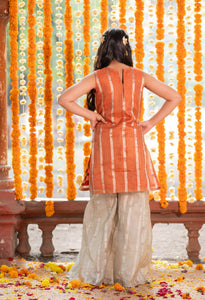 Embroidered Flower patches on kurta with Palazzo pants